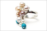 真珠とトルコ石のリング1